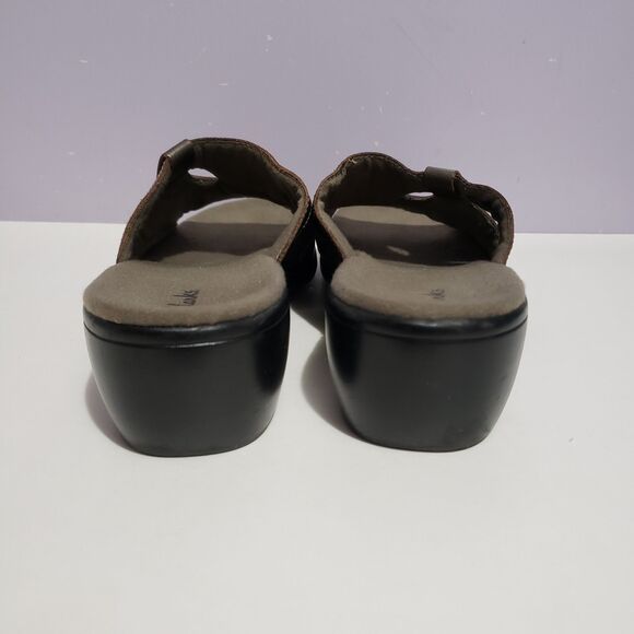 Clark's Bronze Leather Open Toe Slip On Sandals Women's Sz 10 M - Picture 5 of 10